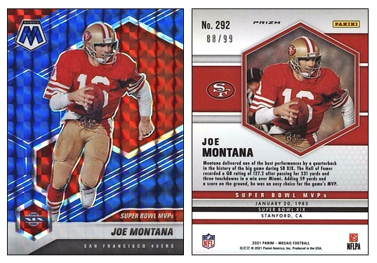 2022 Mosaic Base Super Bowl MVPs #296 Joe Montana - San Francisco 49ers